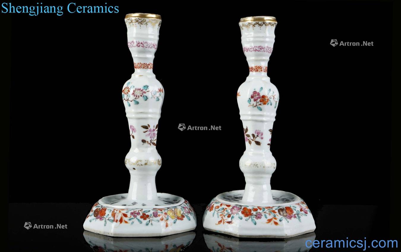 In the qing dynasty emperor qianlong pastel candlestick (a)