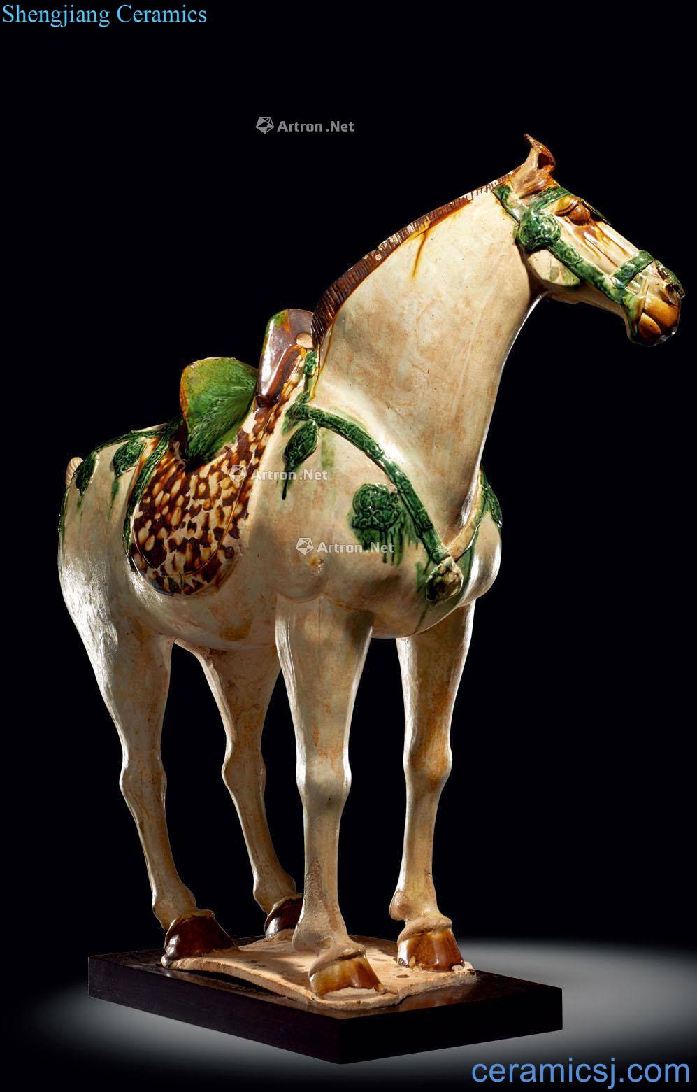 Tang three-color horse white glaze