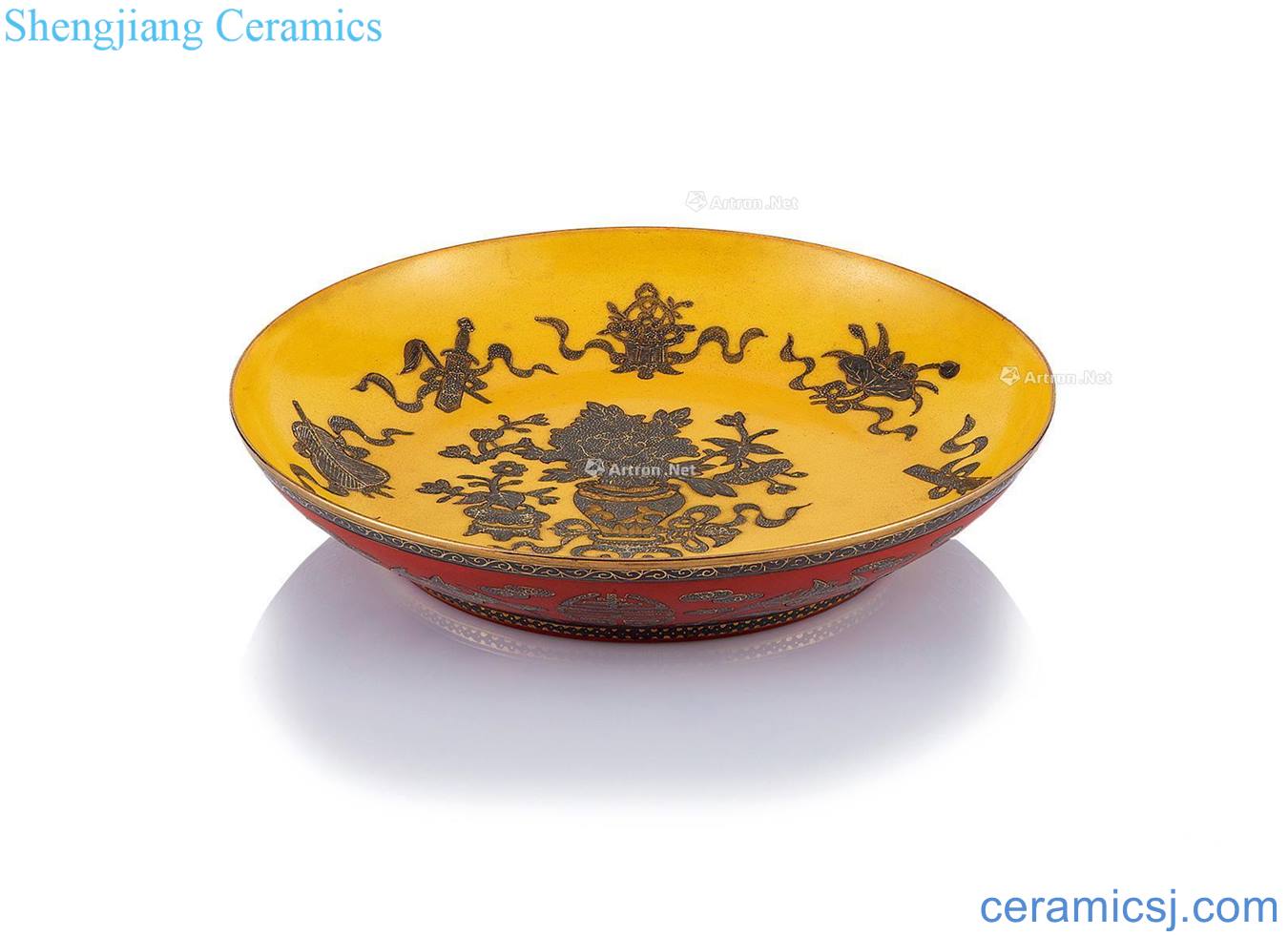Kangxi in yellow color ink paint the eight immortals drive makes live