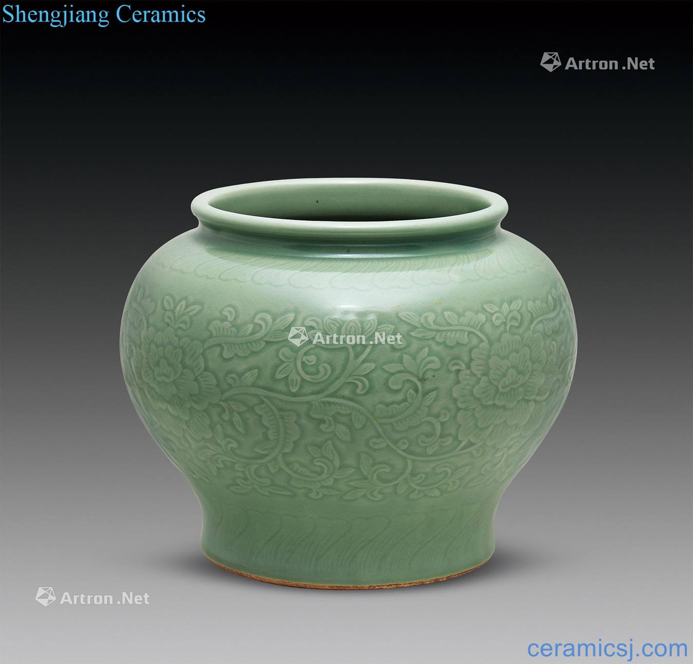 Ming Longquan celadon powder blue hand-cut cans