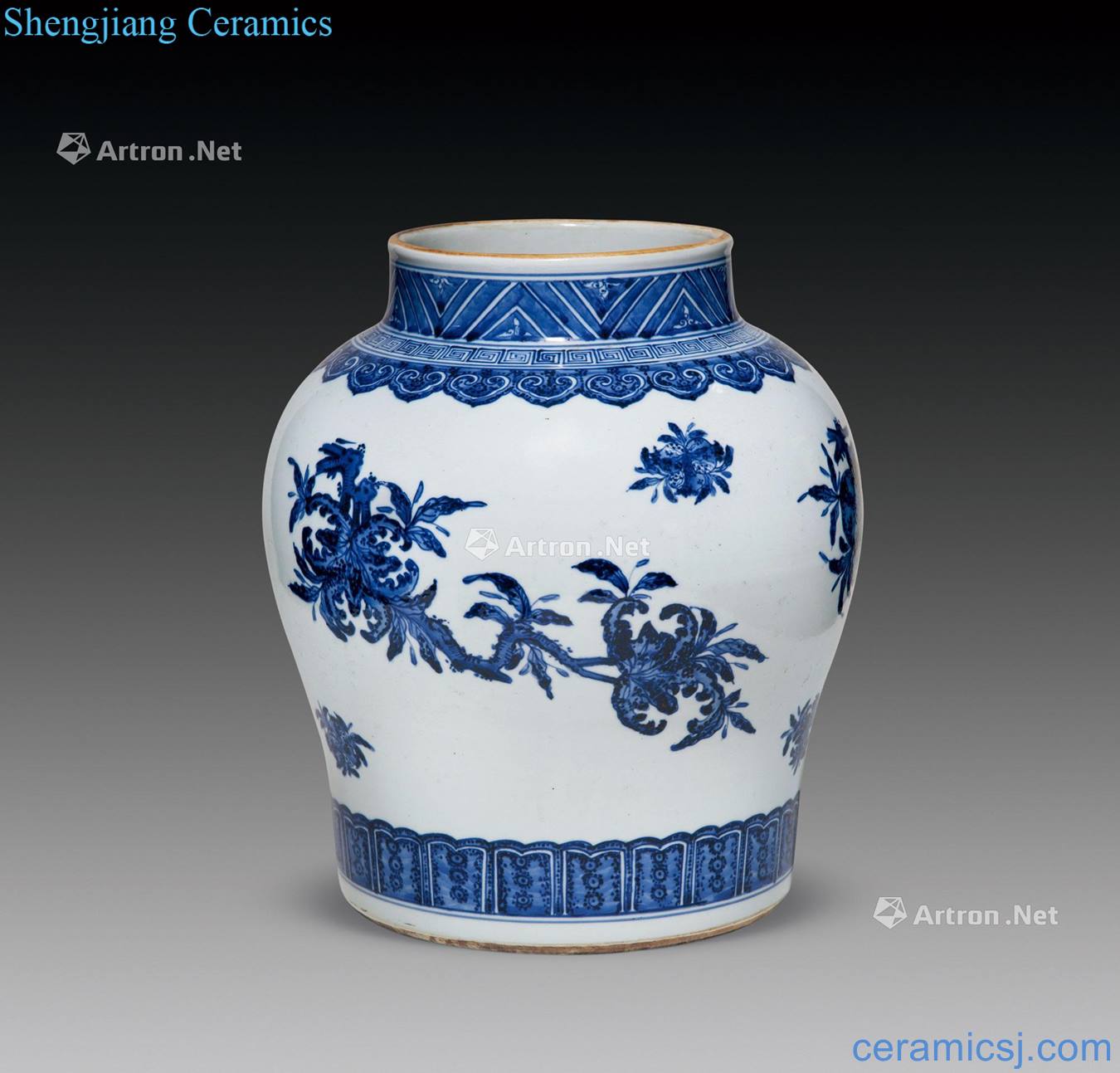 Qing yongzheng blue ruffled fruit large pot