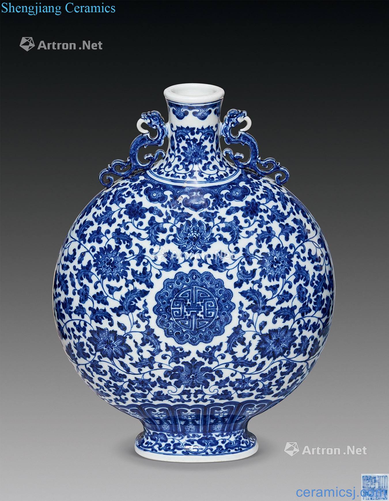 Qing qianlong Kiln porcelain branch dragon ear on the bottle