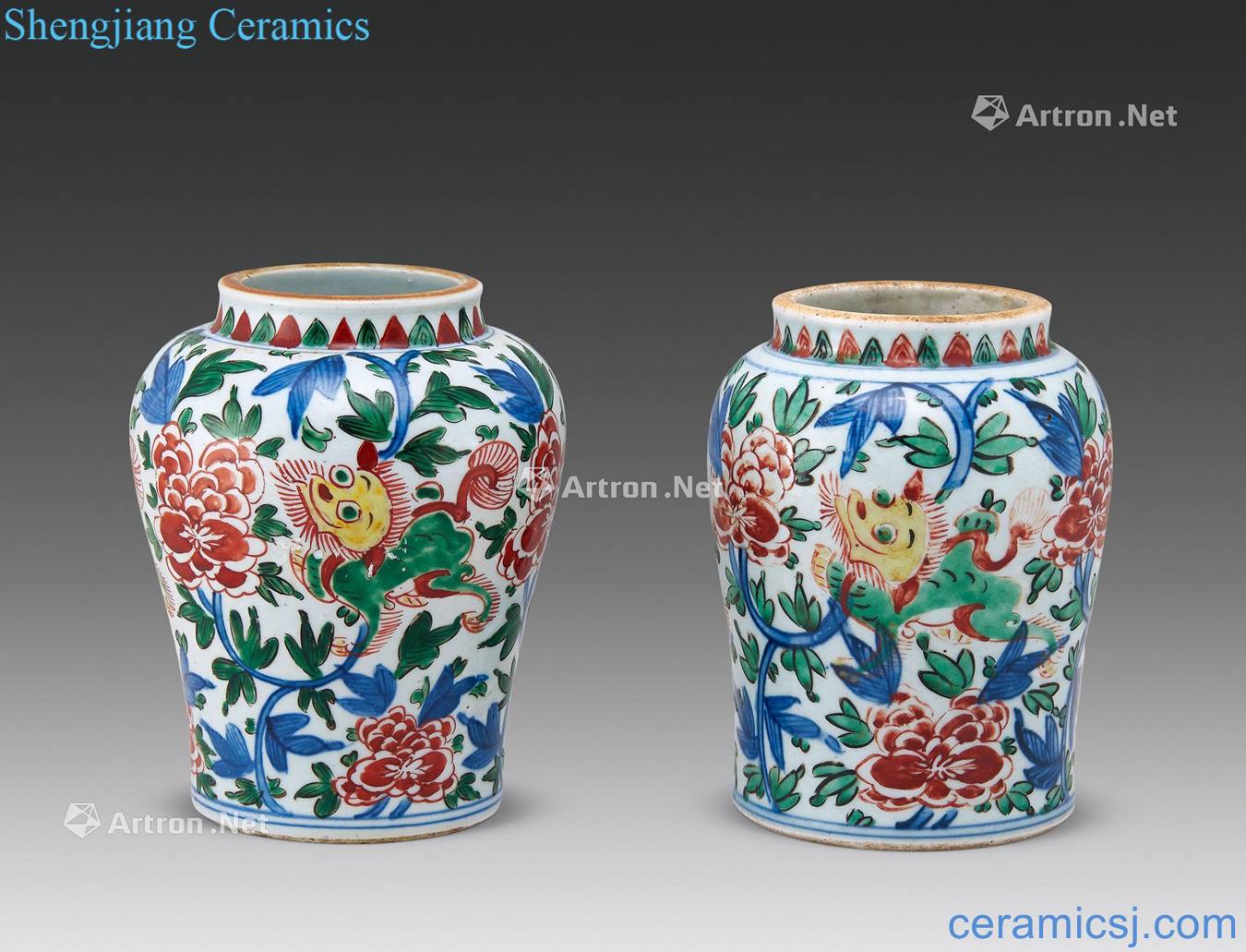 The qing emperor kangxi Colorful flowers canister (a)