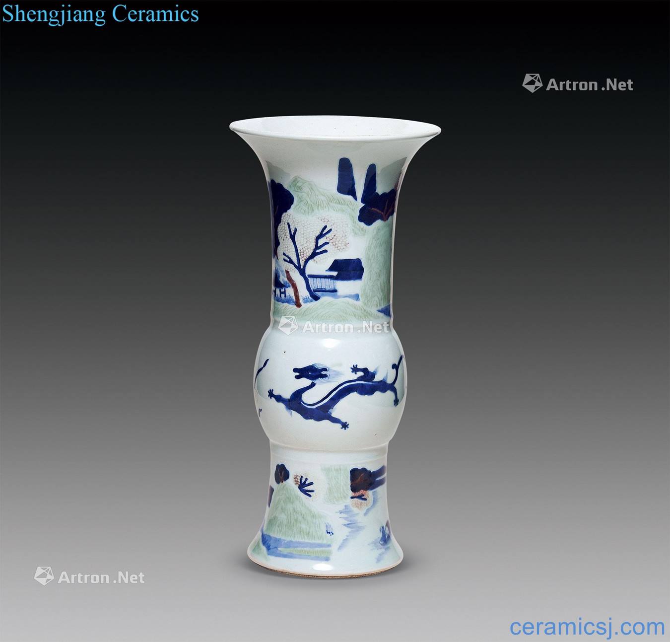 The qing emperor kangxi Blue and white flower vase with