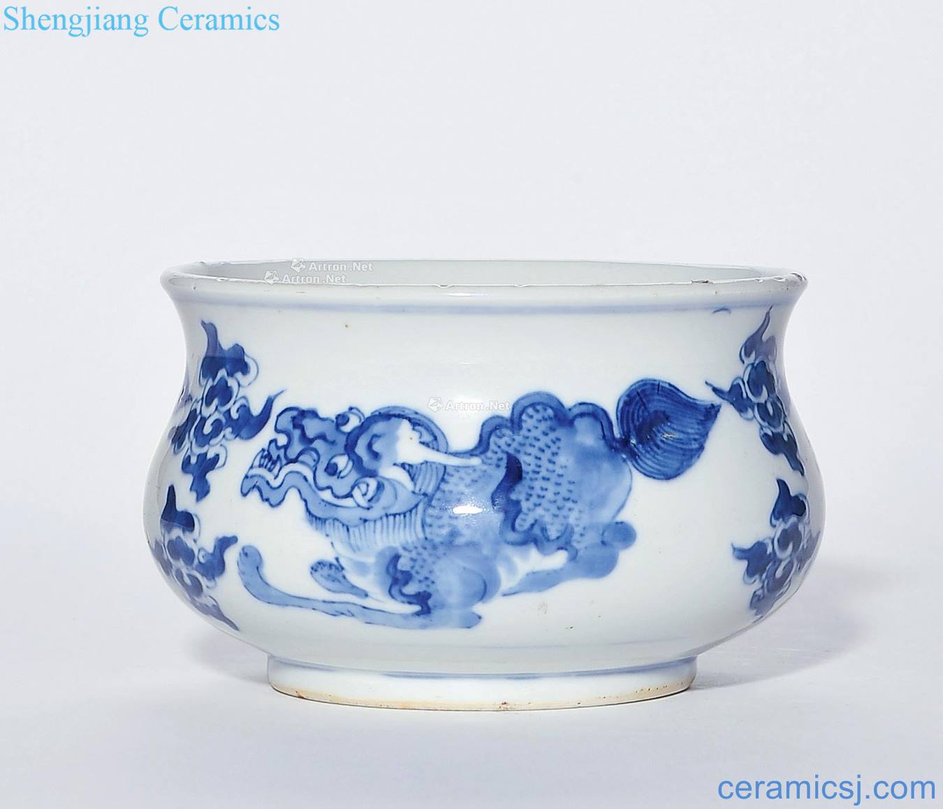 The qing emperor kangxi Blue and white benevolent grain furnace