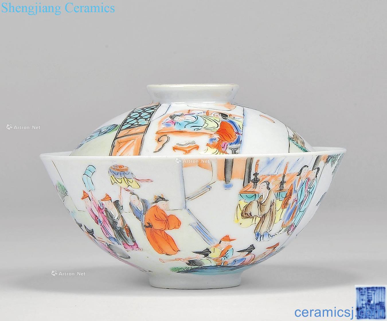 Qing qianlong pastel characters story lines tureen