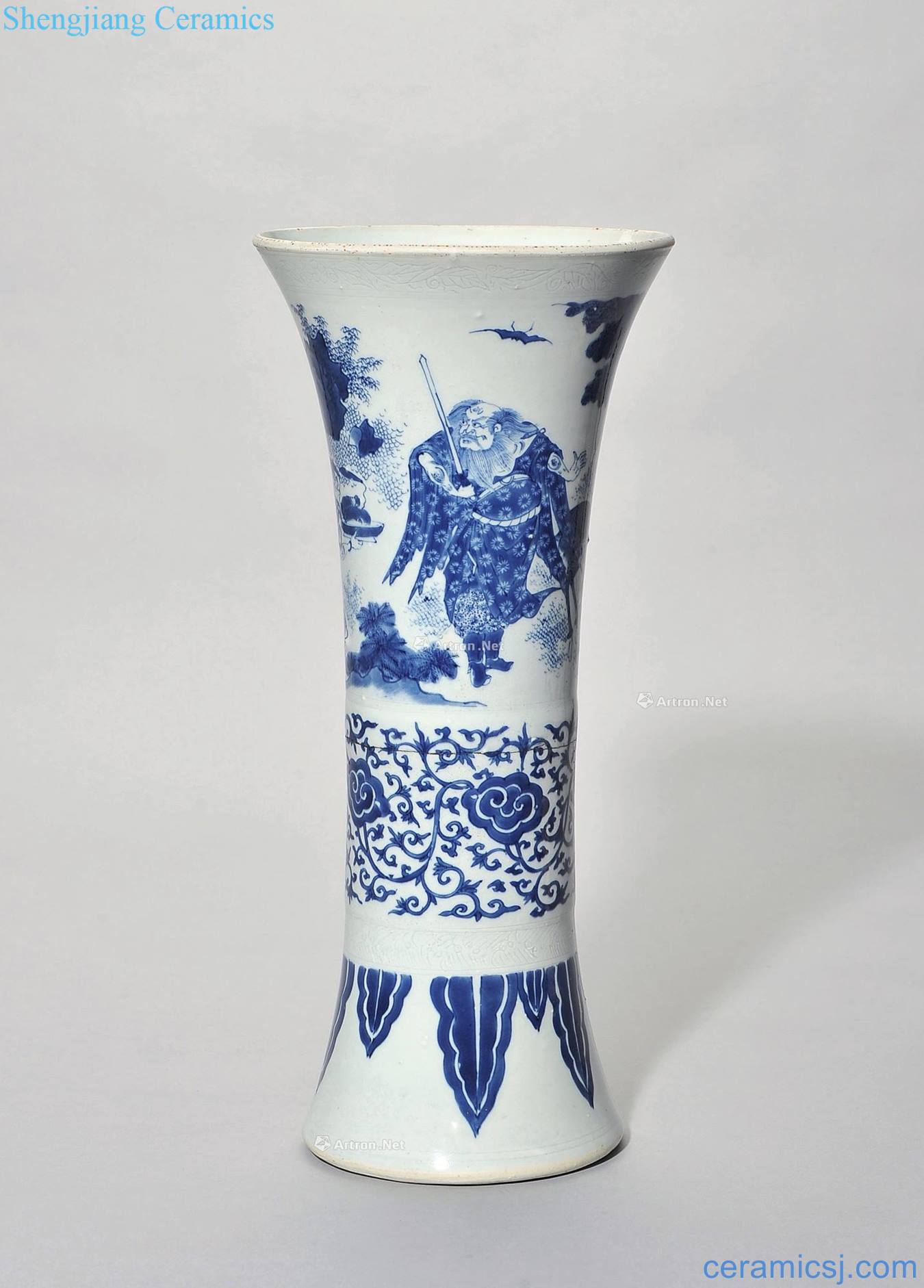 Ming chongzhen Stories of blue and white vase with