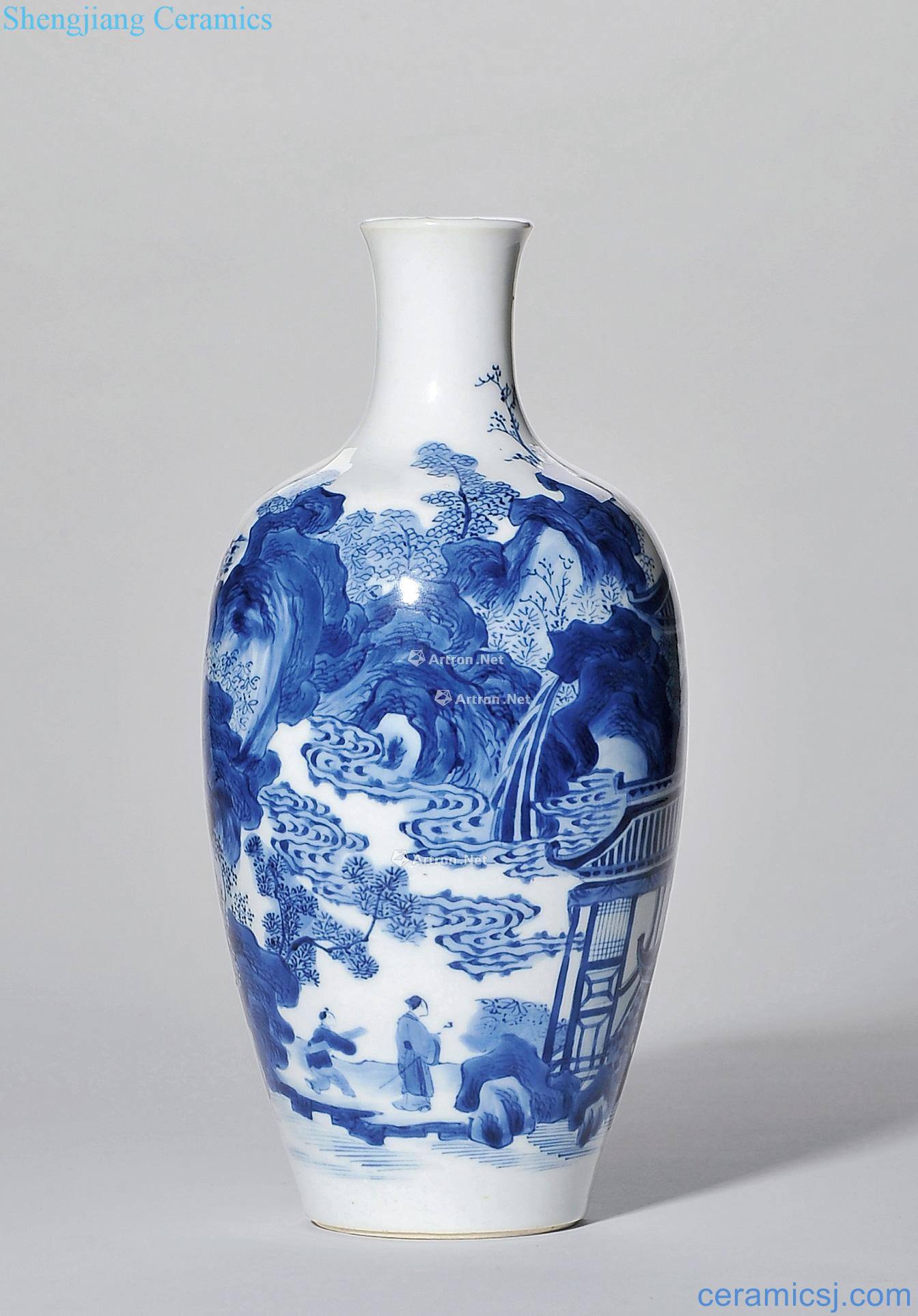 The qing emperor kangxi Blue and white castle in the bottle