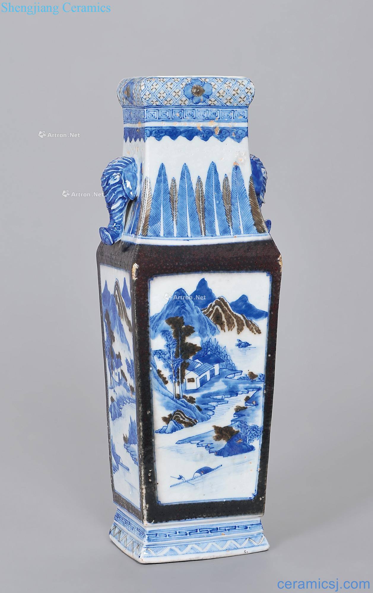 Qing dynasty blue-and-white youligong double ears