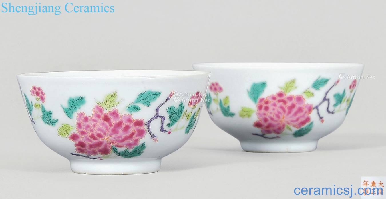 Qing yongzheng pastel peony grains bowl (a)
