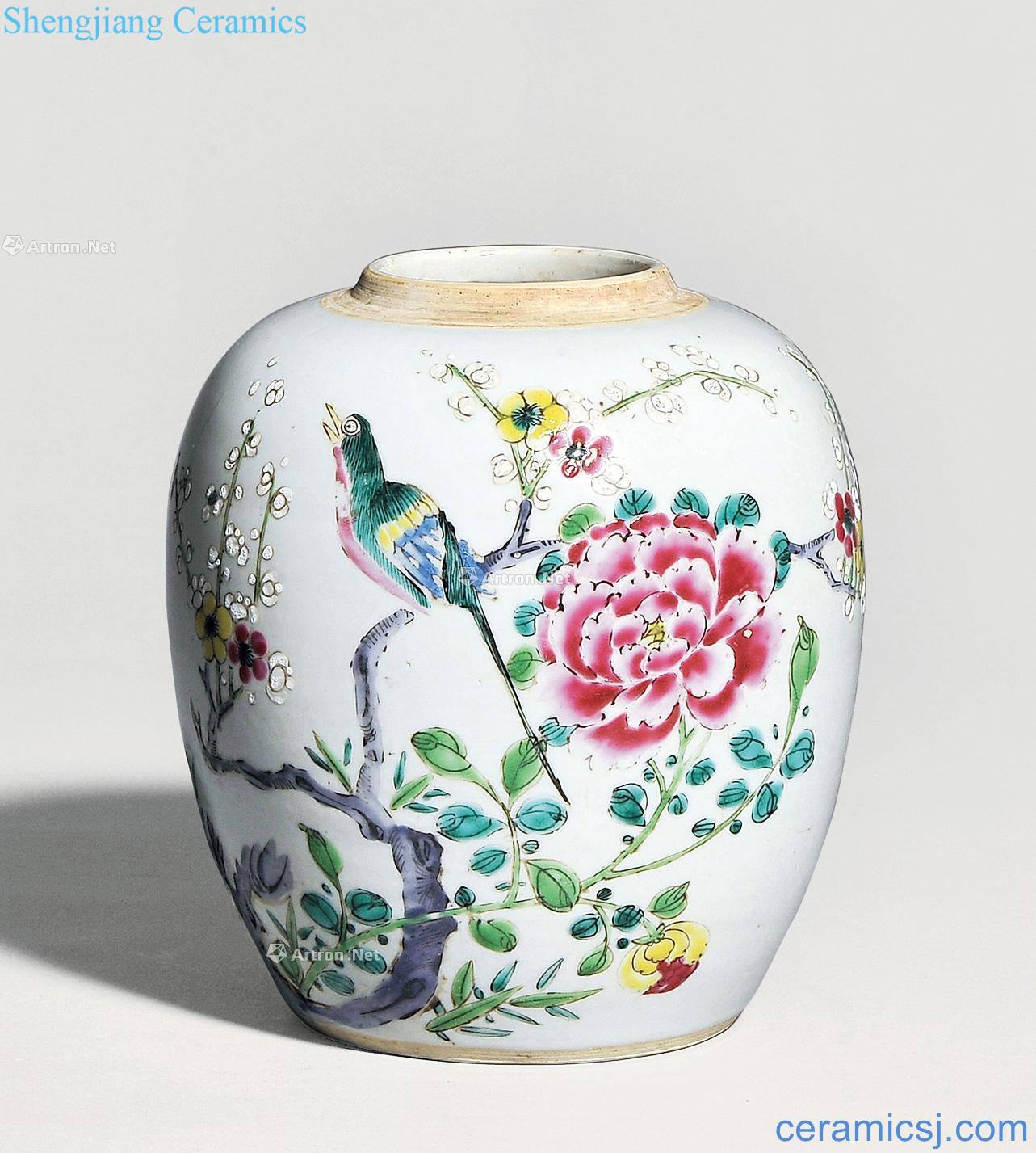 Qing yongzheng powder enamel grain tank