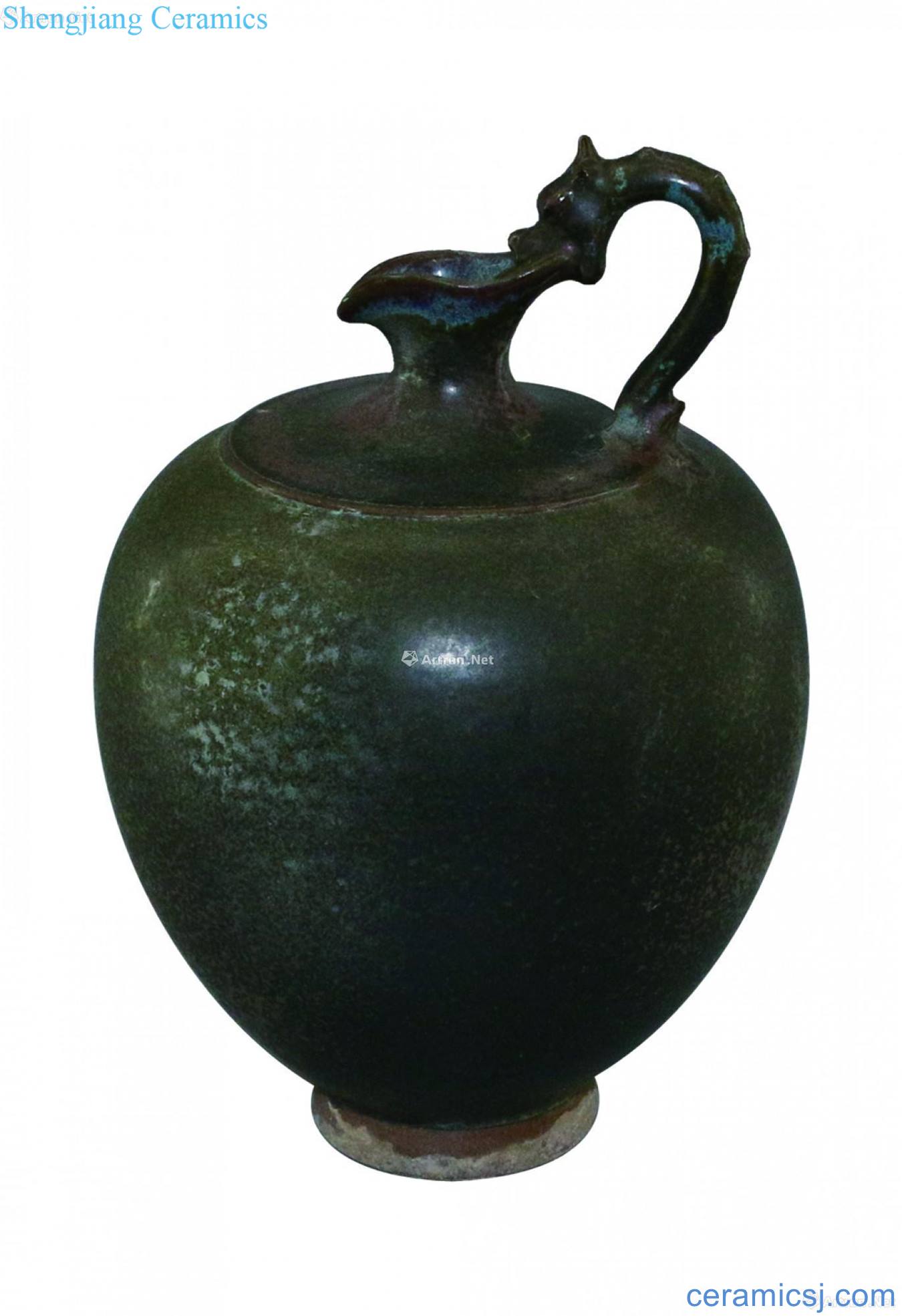 Jun glaze dragon net bottle handle