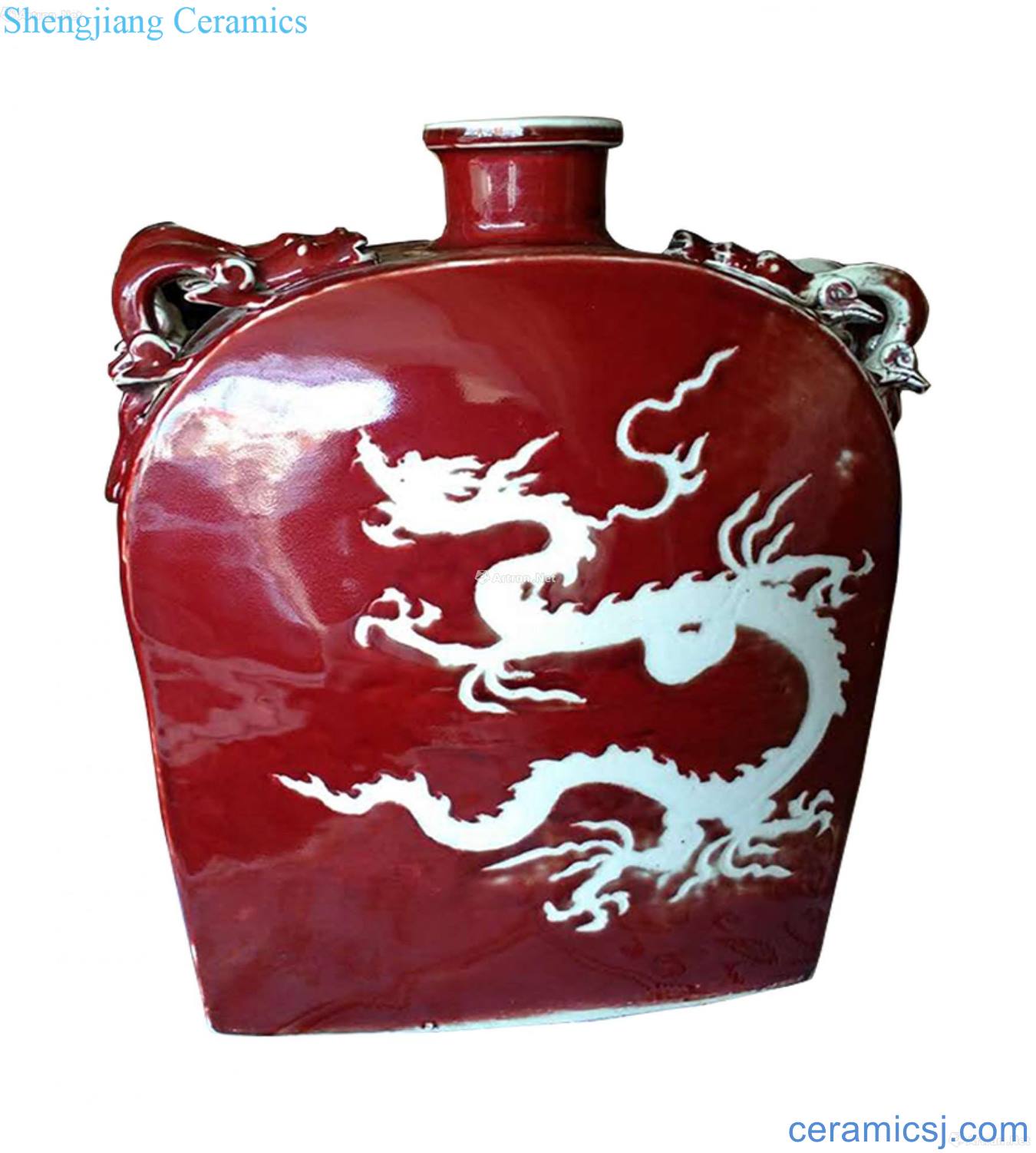 Youligong leave white dragon grain four rectangular flat pot