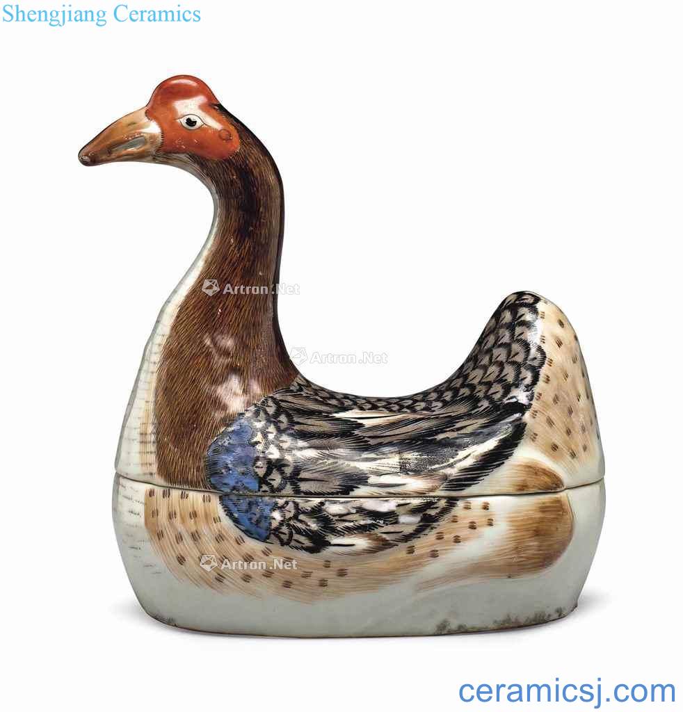 In the 18th century A FAMILLE ROSE chicago-brewed GOOSE TUREEN AND COVER
