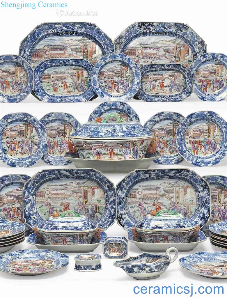 The qianlong period (1736-1795) A FAMILLE ROSE AND UNDERGLAZE BLUE PART DINNER SERVICE