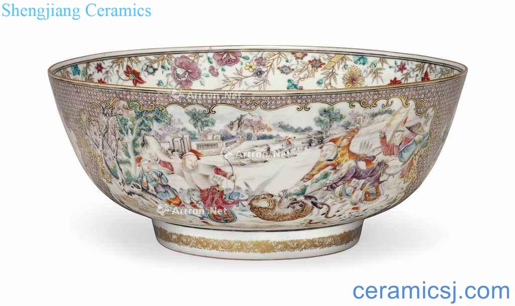 About 1780 years A FAMILLE ROSE PUNCHBOWL