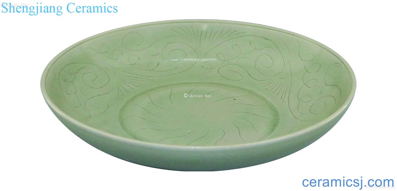 Celadon carved flowers tray