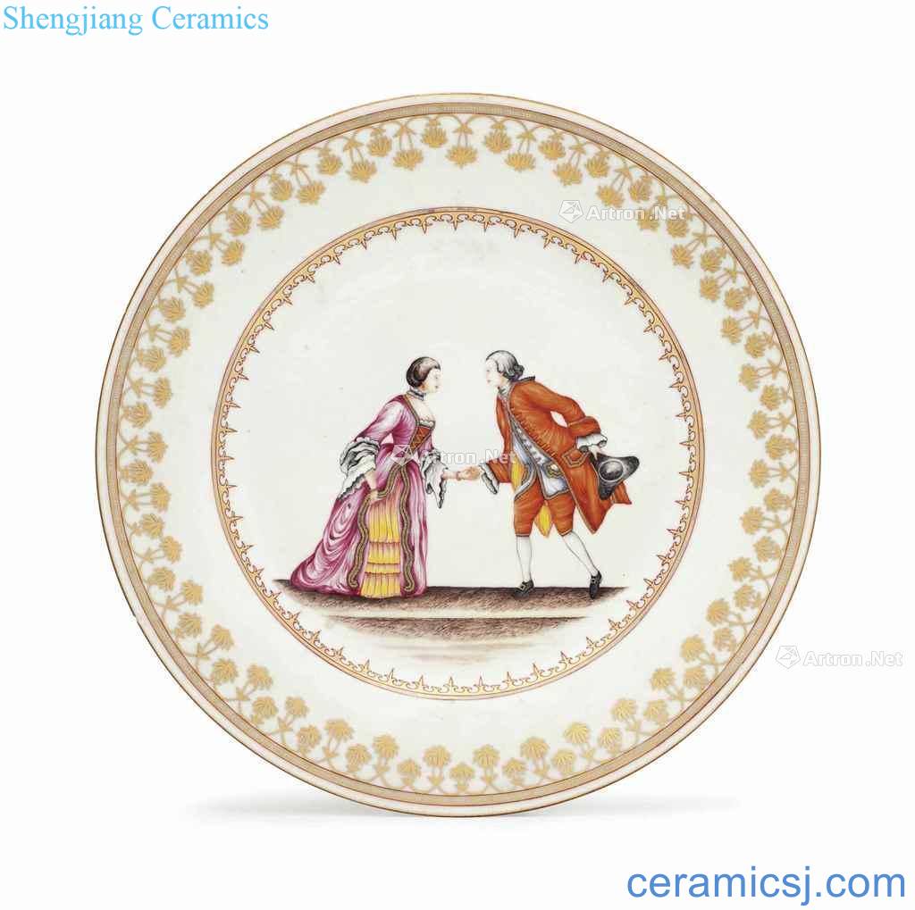 About 1780 years A FAMILLE ROSE EUROPEAN SUBJECT PLATE