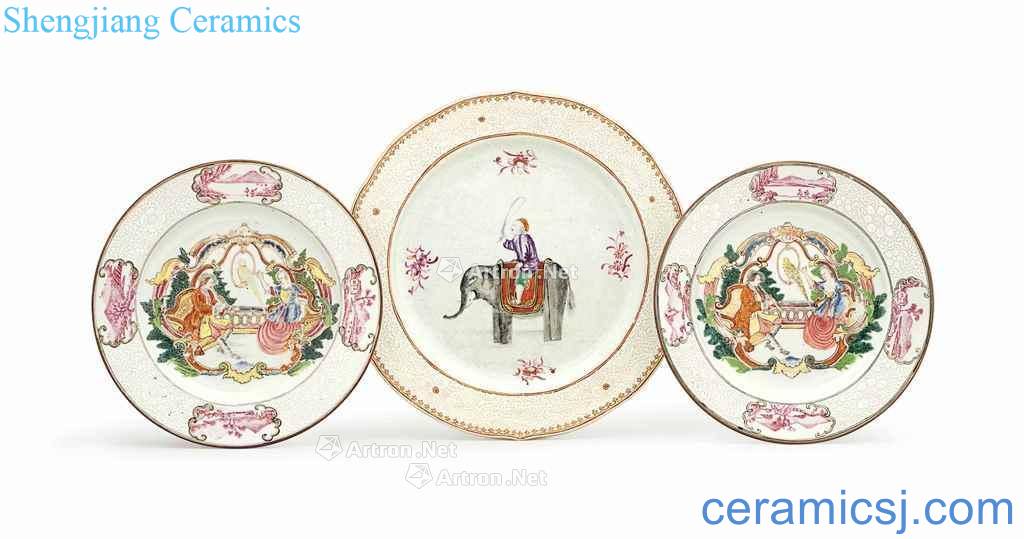 In the 18th century THREE FAMILLE ROSE AND BIANCO - SOPRA - BIANCO PLATES