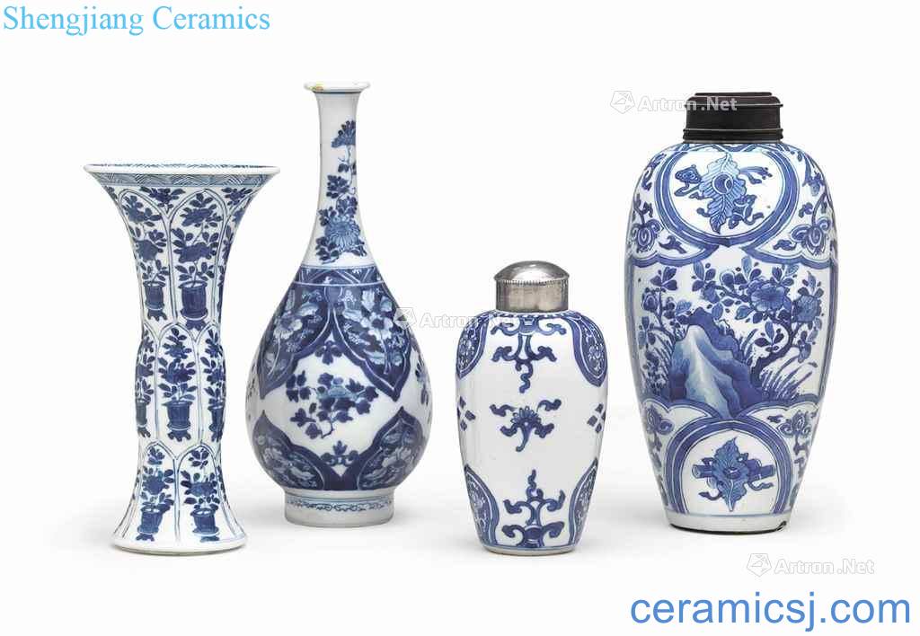 Kangxi period (1662-1722), FOUR CHINESE BLUE AND WHITE VASES