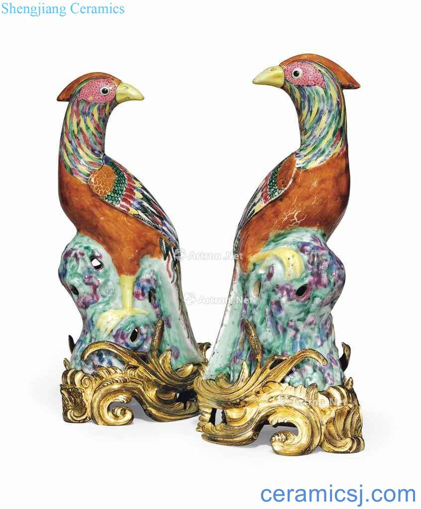 In the 18th century A LARGE PAIR OF FAMILLE ROSE PHEASANTS