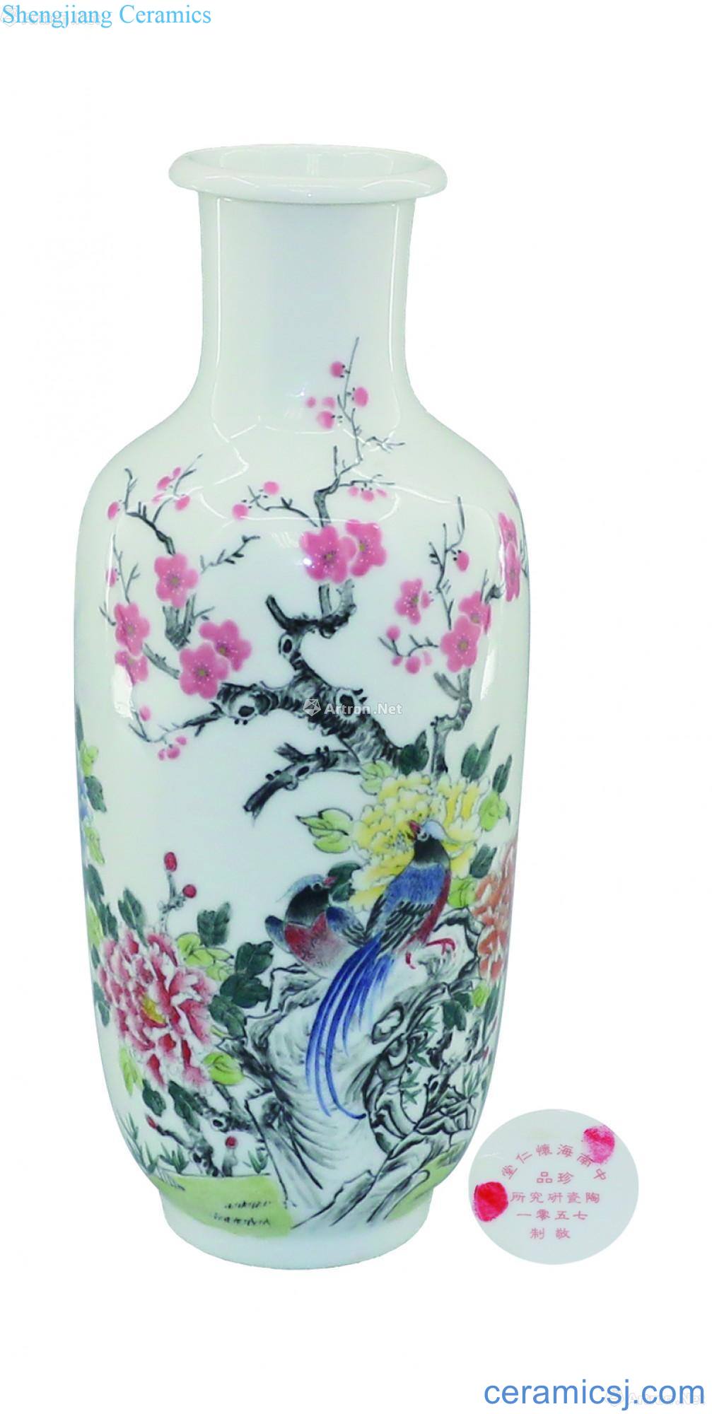 MAO porcelain painting of flowers and grain bottle