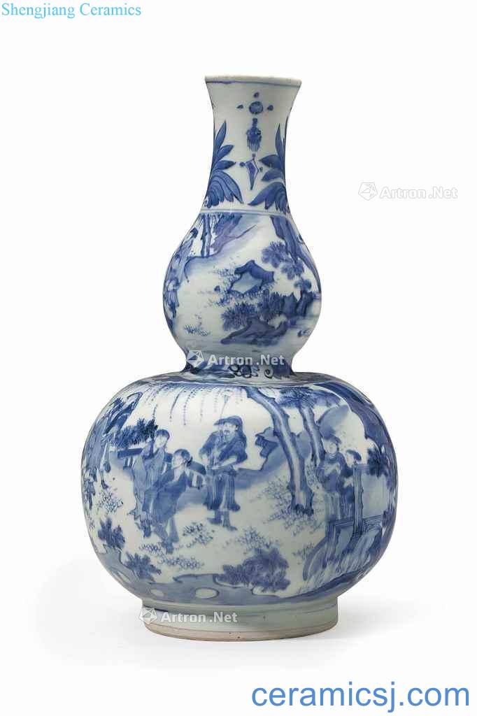 Transition time, about 1635-50 years - A BLUE AND WHITE DOUBLE - GOURD VASE