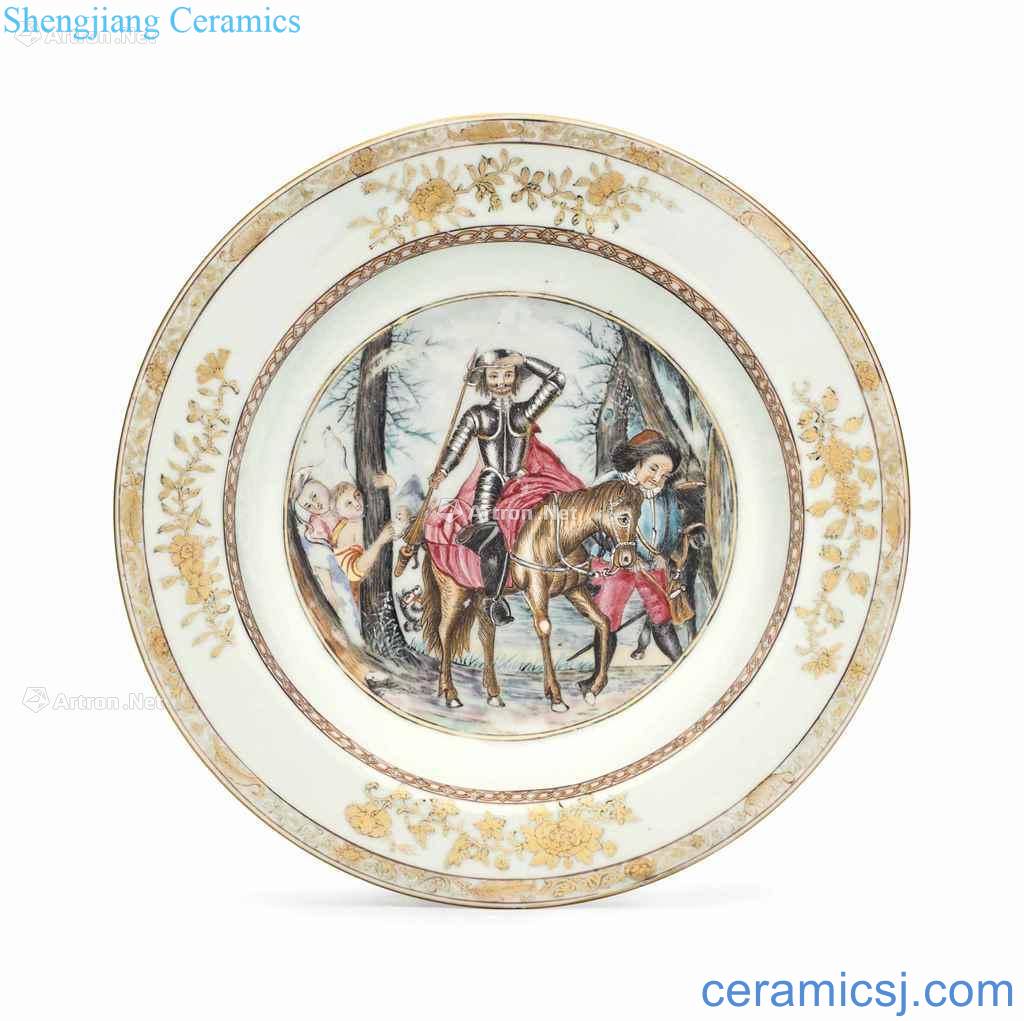 About 1740 years A RARE FAMILLE ROSE "DON QUIXOTE" SOUP PLATE