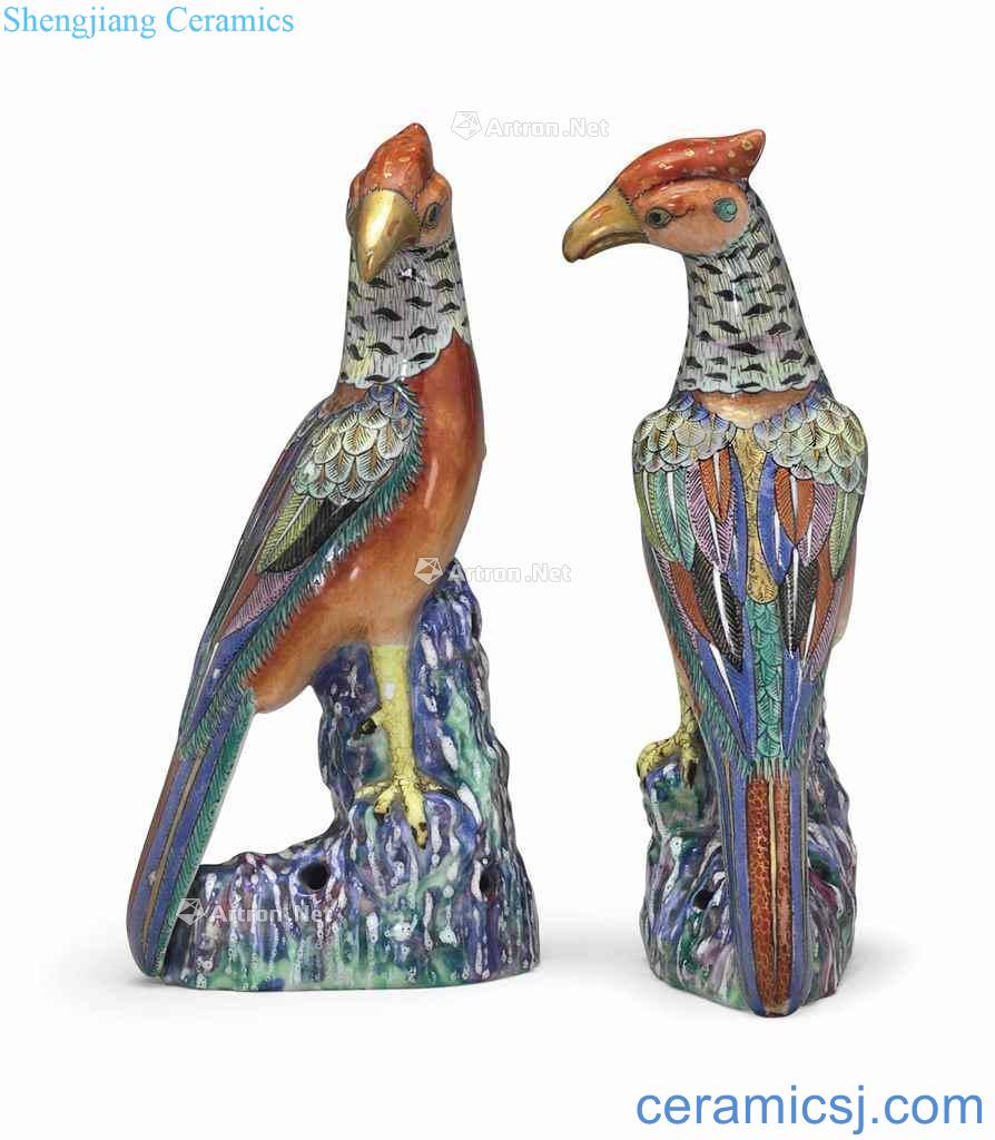 About 1760 years A SMALL PAIR OF FAMILLE ROSE PHEASANTS