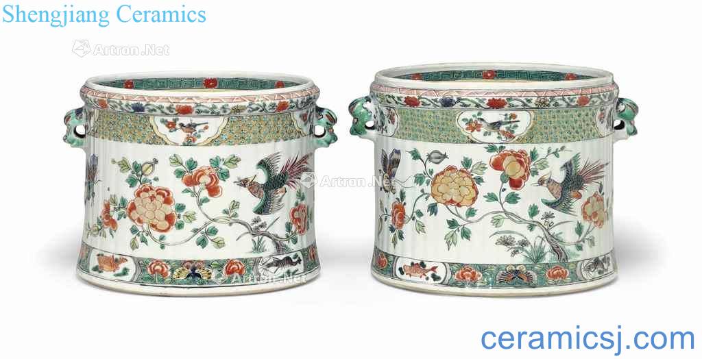 Kangxi period (1662-1722), A PAIR OF FAMILLE VERTE WINE COOLERS