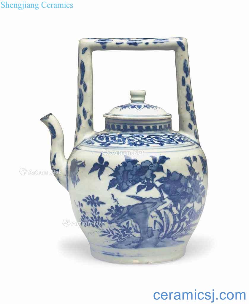 In the 17th century middle period of transition A 'HATCHER CARGO' BLUE AND WHITE TEAPOT AND COVER