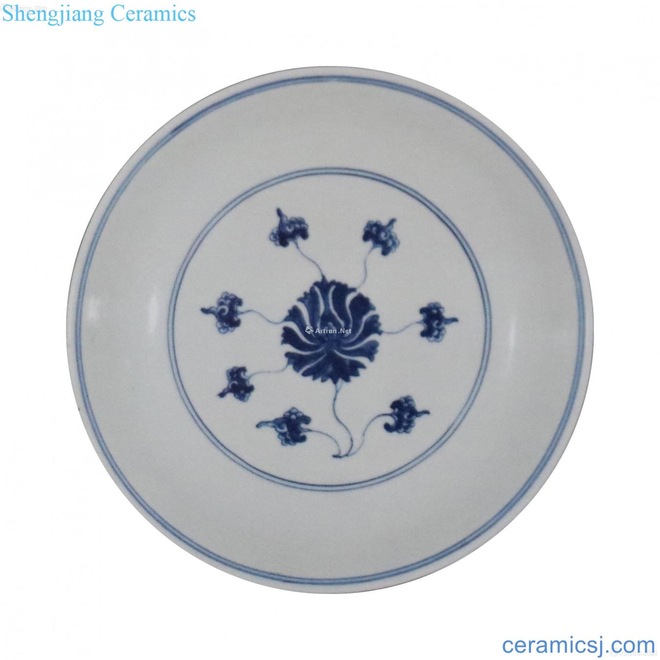 Blue and white lotus flower disc