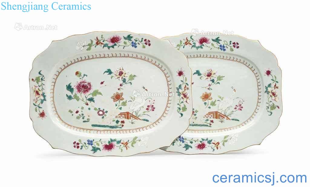 In the 18th century A PAIR OF FAMILLE ROSE PLATTERS