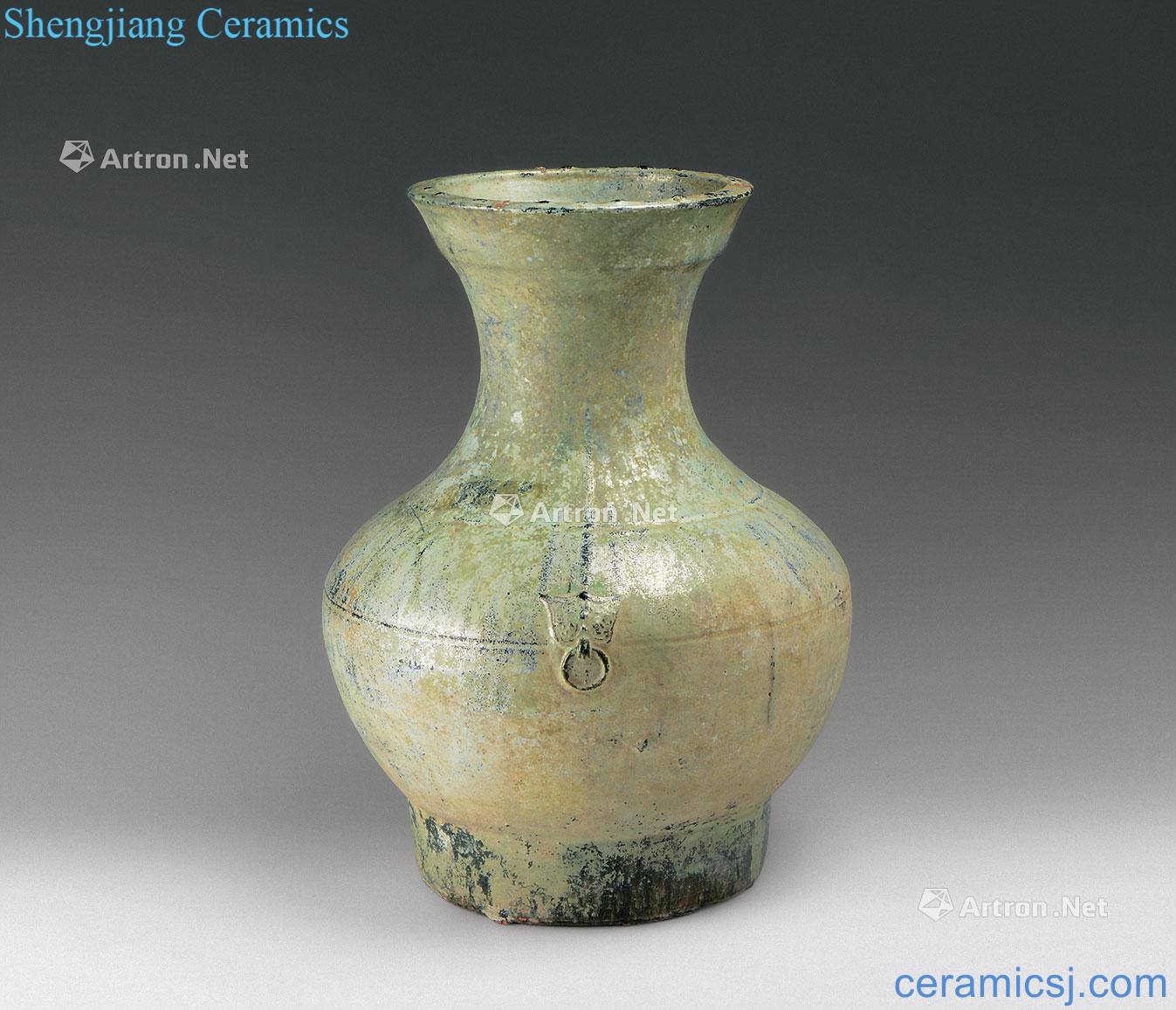 The han dynasty Green glaze double animal ears