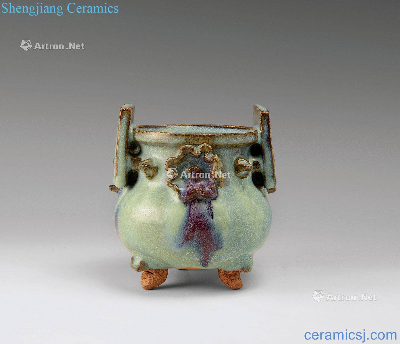 The yuan dynasty Applique ears three-legged censer masterpieces