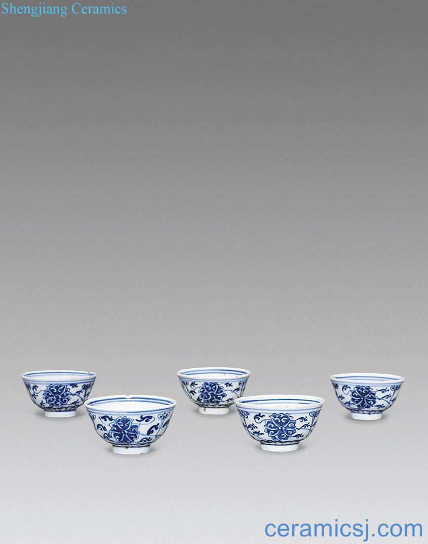 Clear blue small cup (a set of five pieces)
