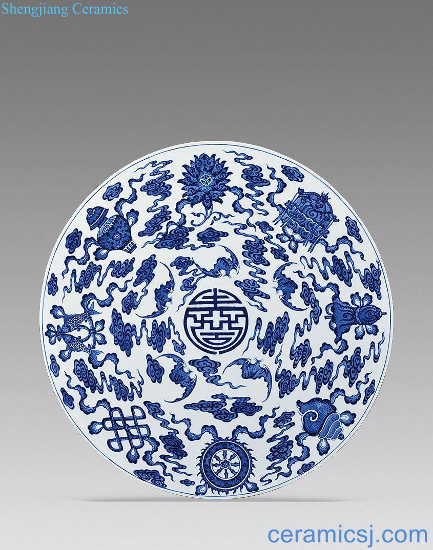 qing Blue and white lines in a porcelain plate