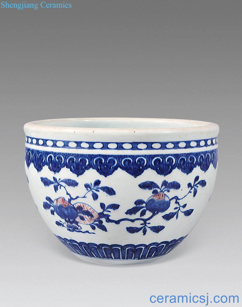 Qing dynasty blue-and-white youligong sanduo grain small cylinder