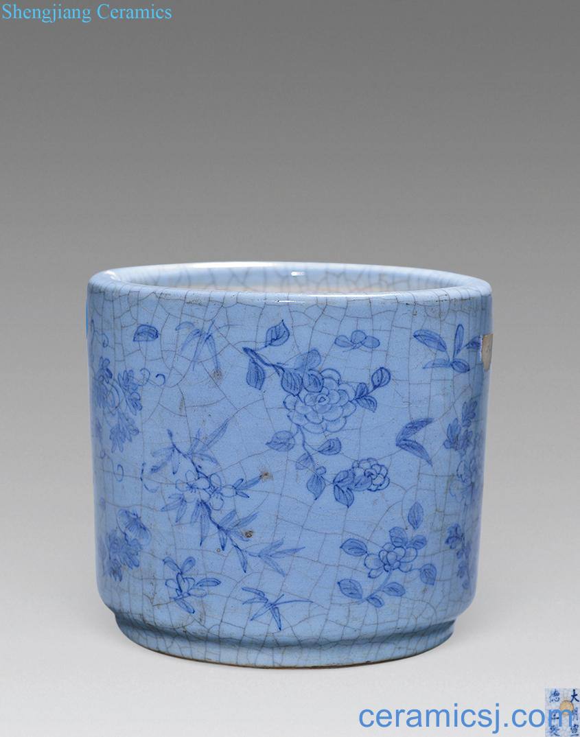 qing Blue and white flower small cylinder