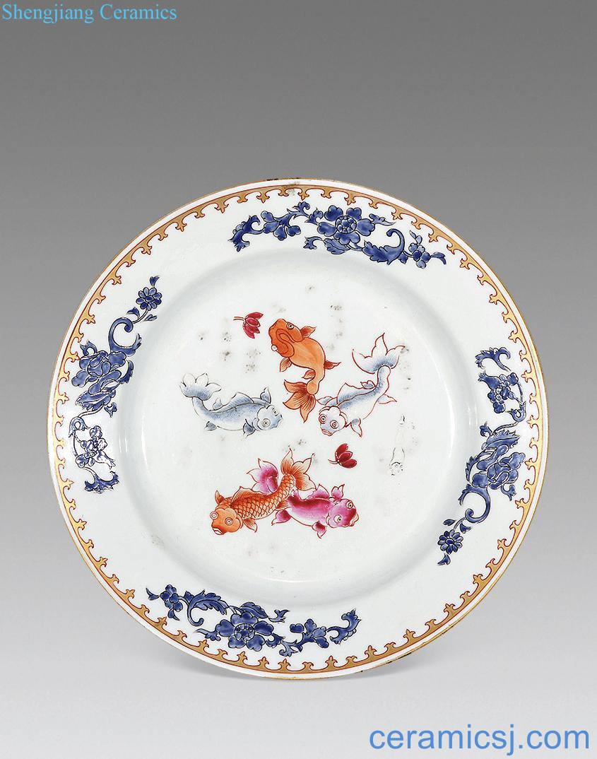 Qing qianlong pastel gold plate