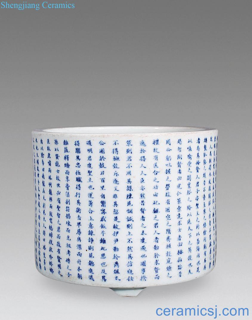 Qing dynasty blue-and-white youligong Lord xian pen container