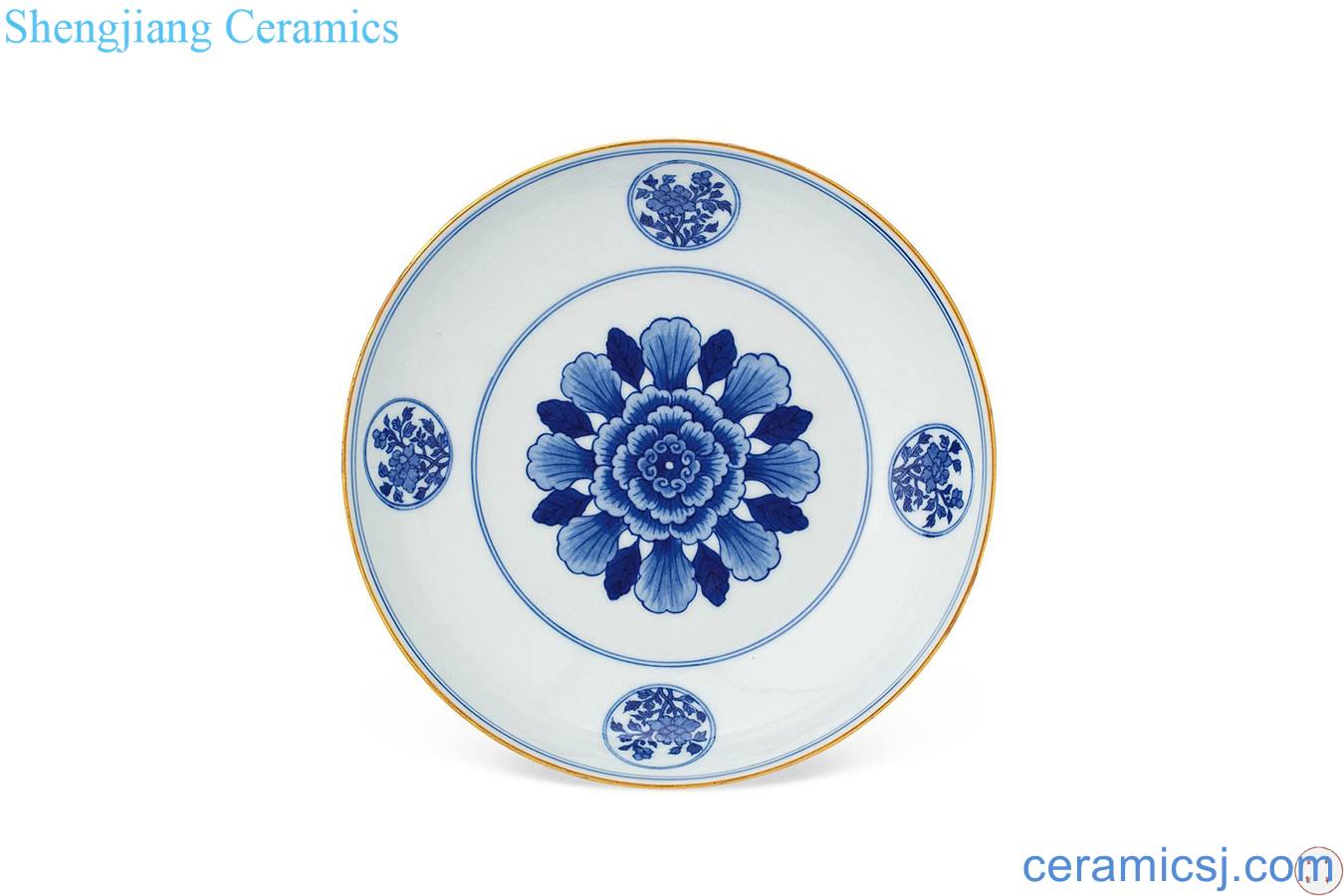 Qing qianlong Yellow to blue and white flower medallion stays in plate