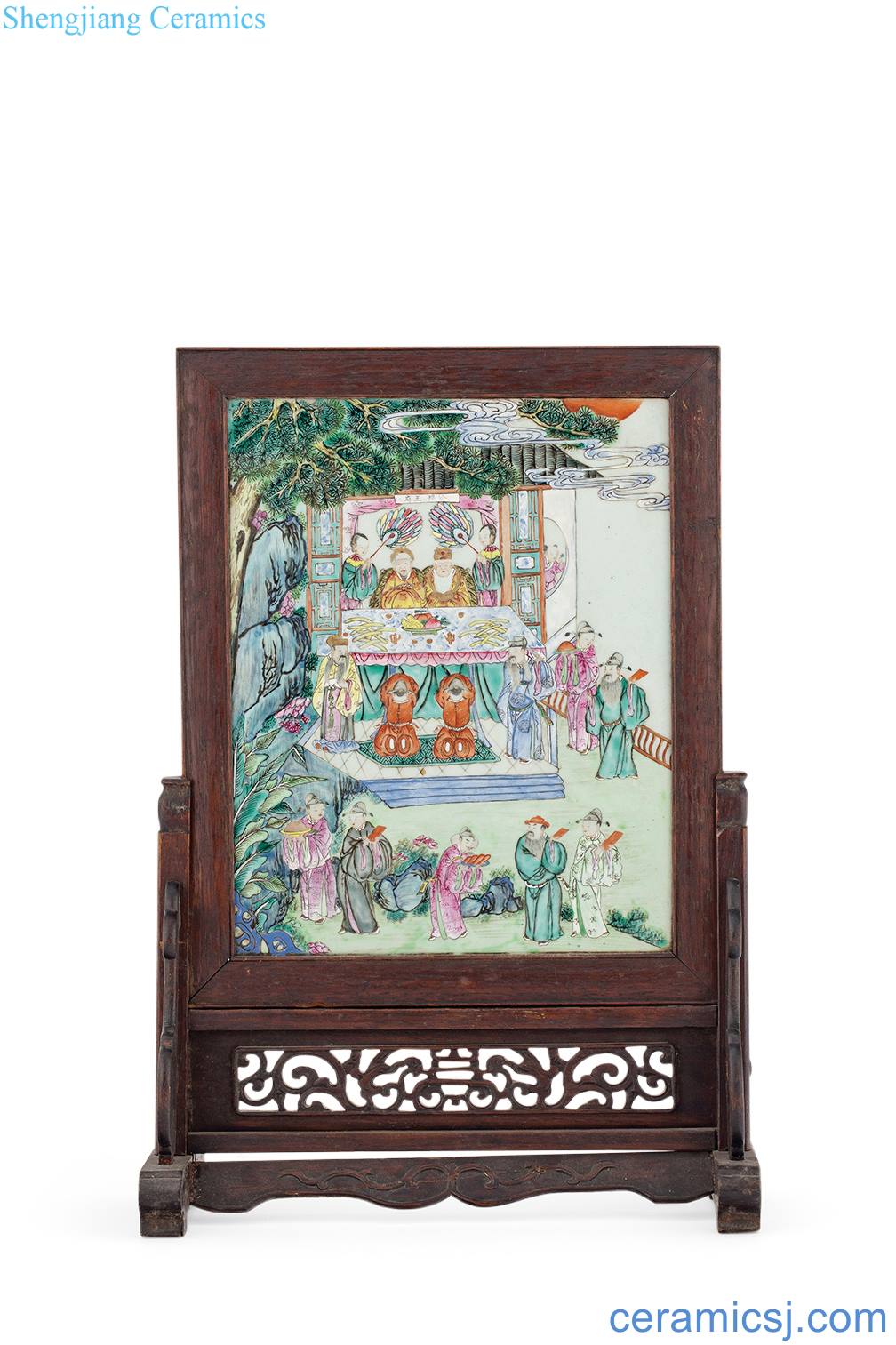 Qing qianlong pastel prince zhongwu of fenyang birthday chart plaque