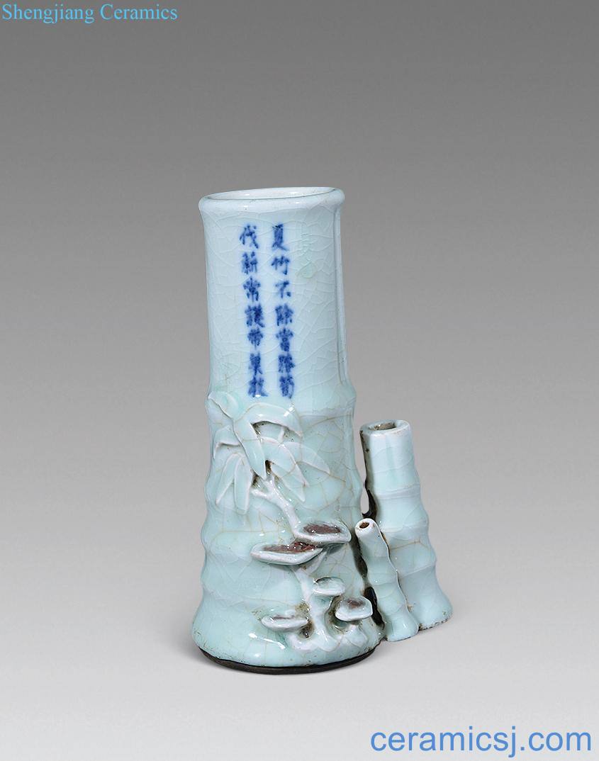 Qing qianlong Green glaze porcelain youligong bamboo receptacle