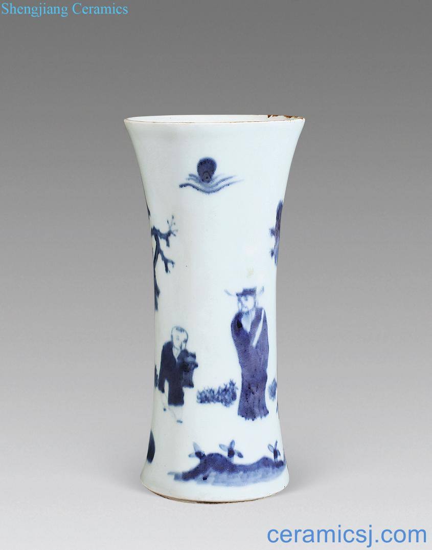 Early qing dynasty blue-and-white careers vase with flowers