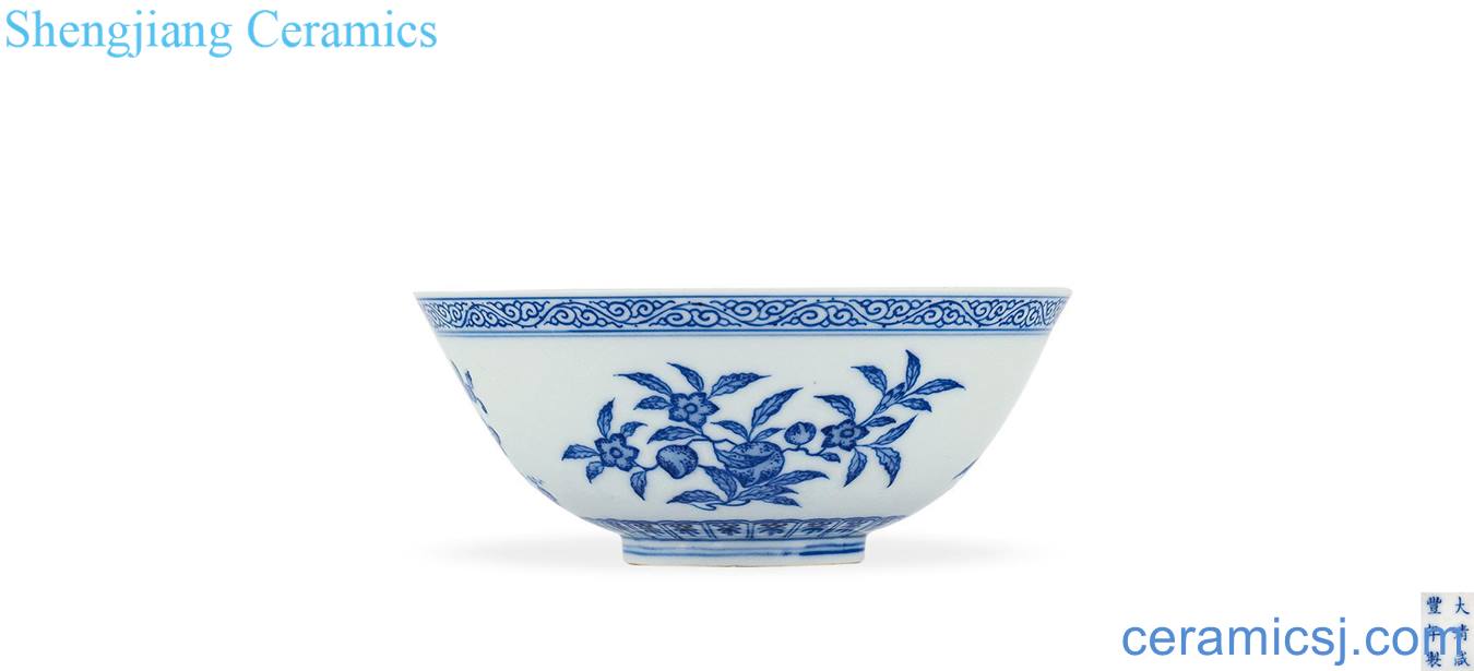 Qing xianfeng Blue and white sanduo green-splashed bowls