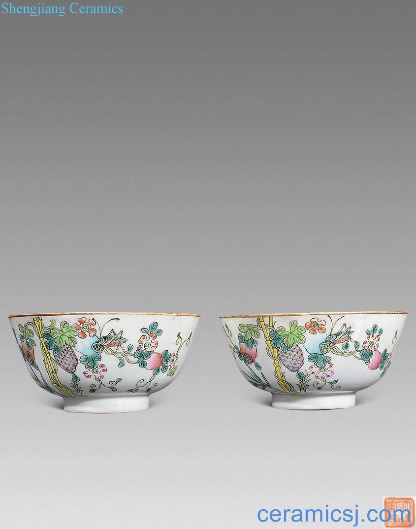 In late qing pastel wall melon green-splashed bowls (a)