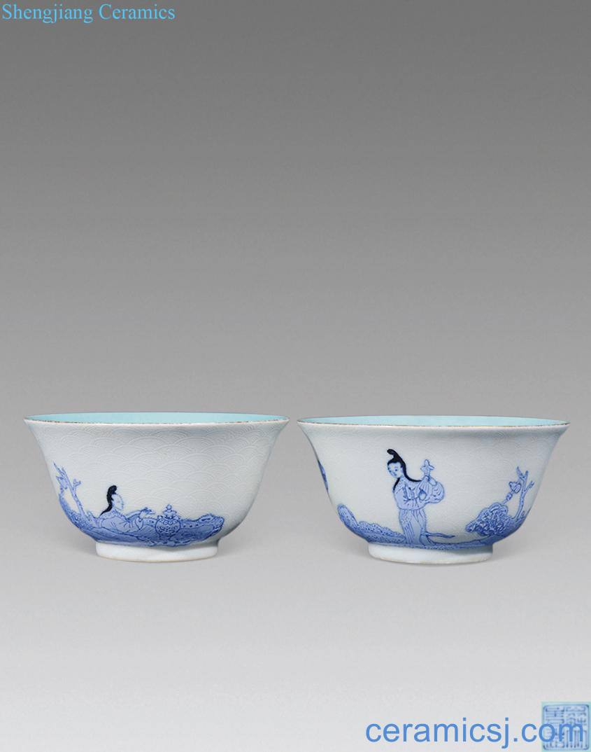 Qing daoguang Blue mill ladies bowl (a)