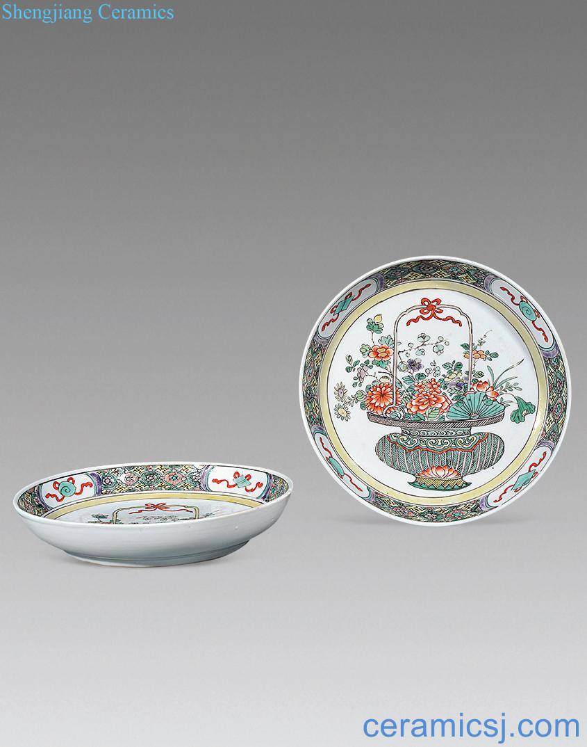 The qing emperor kangxi colorful flower basket tray (a)