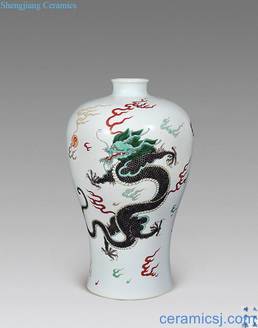 Qing guangxu Five dragon grain mei bottle